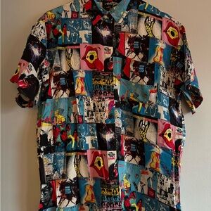 SALE! The Rolling Stones Multicolor Graphic Button Down Shirt Retro 70’s